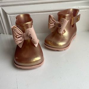 Mini melissa toddler girls rose gold rain boots 6